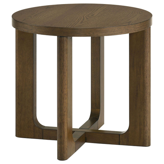 Kessler 3-piece Round Sculptural Wood Coffee Table Set Brown