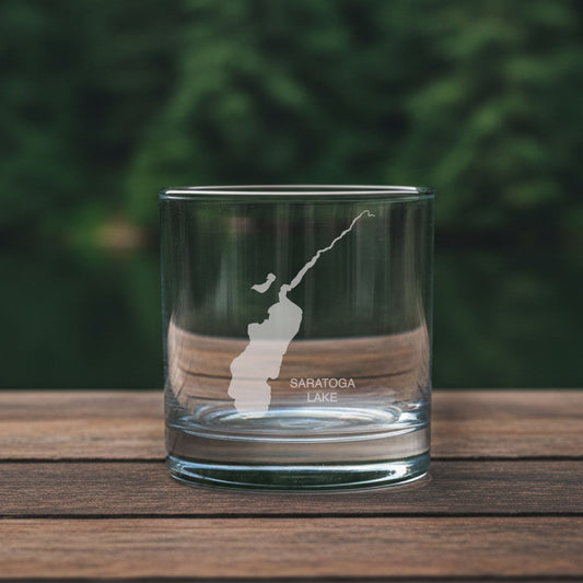 Saratoga Lake (NY) Map Laser Engraved Glasses