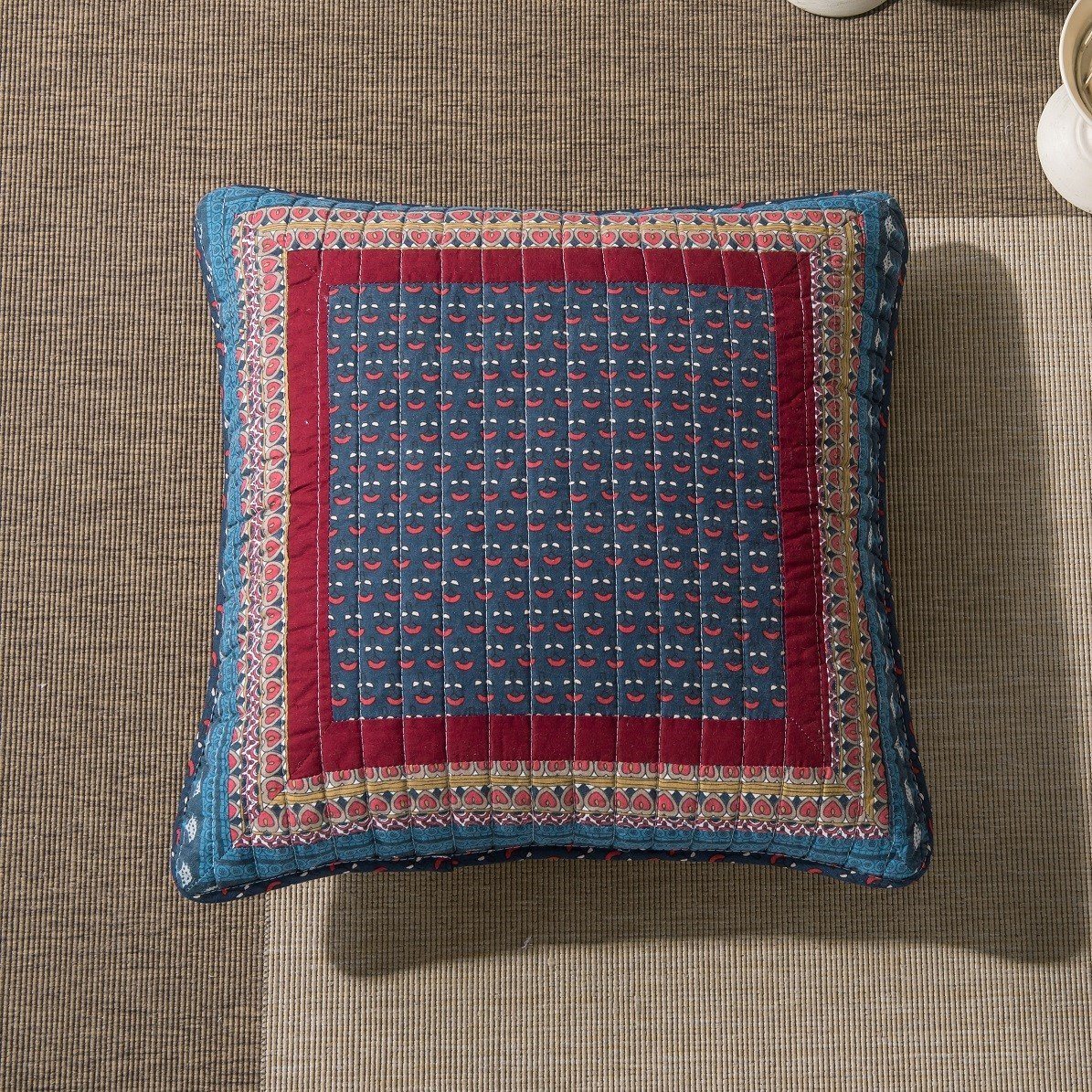 Tache Vineyard Cottage Floral Quilted Pillow Cover Patchwork 1 Piece Euro Sham (JHW-827-26X26-EURO)
