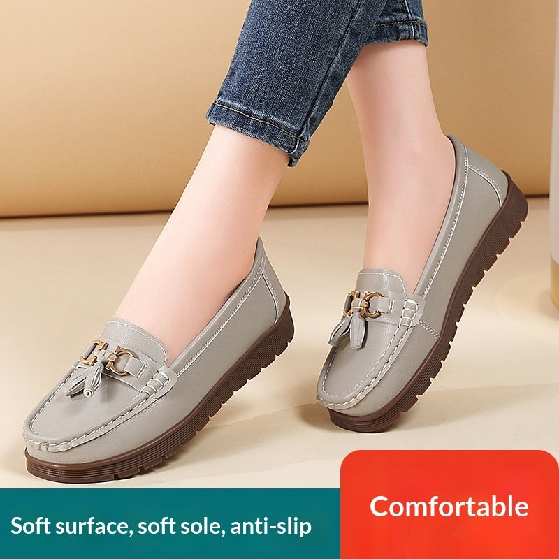 Women's Plus-Size Suede Flat Moccasin Loafers | Slip-On Tassel Shoes