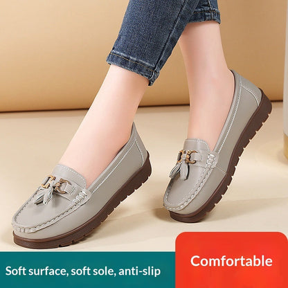 Women's Plus-Size Suede Flat Moccasin Loafers | Slip-On Tassel Shoes