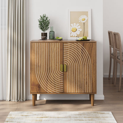 Buffet Cabinet With Line Groove Design