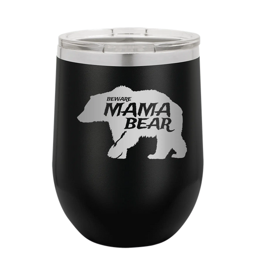 Beware Mama Bear Wine Cup | Black