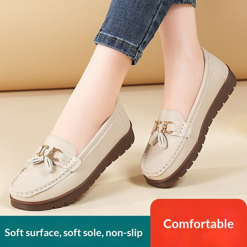 Women's Plus-Size Suede Flat Moccasin Loafers | Slip-On Tassel Shoes