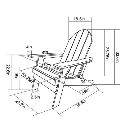 Folding Adirondack Chair with Dual Cup Holder - White