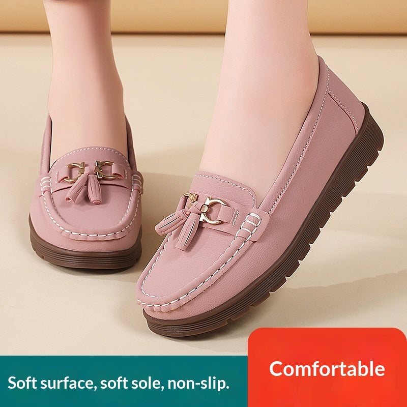 Women's Plus-Size Suede Flat Moccasin Loafers | Slip-On Tassel Shoes