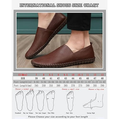 Mitvr Mens Size 9 Brown Genuine Leather Slip On Super Soft Moccasin Loafer Shoes