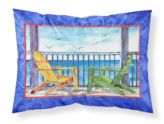 Adirondack Chairs Blue Standard Pillowcases – Artistic Decorative Front, Crisp White Back