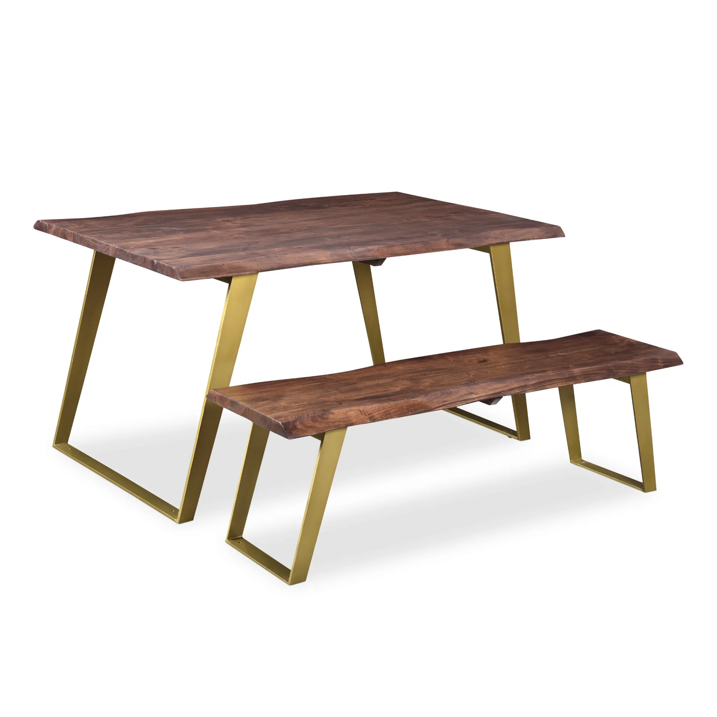 Sheesham Live Edge Gold Legs Bench