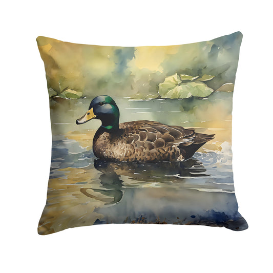 Mallard Duck Swimming Lake Decorative Throw Pillow 18x18 Indoor Outdoor Accent Cushion, Fabric Cover with Insert for Sofa, Bed, Porch & Living Room