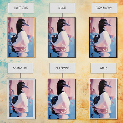 Loon Bird, Lake Wildlife Art, Nature Waterfowl Painting, Framed Canvas Print, Cabin Wall Decor, Rustic Outdoor Theme