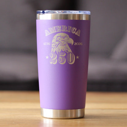 America 250th Anniversary Insulated Coffee Tumbler with Sliding Lid America 250 Merchandise Etched in USA 20oz Stainless Steel Tumbler