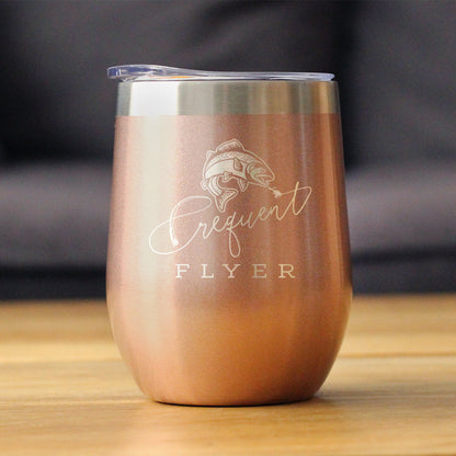 Frequent Flyer Insulated Wine Tumbler with Sliding Lid Fly Fishing Accessories and Gifts 12oz Stainless Steel Tumbler