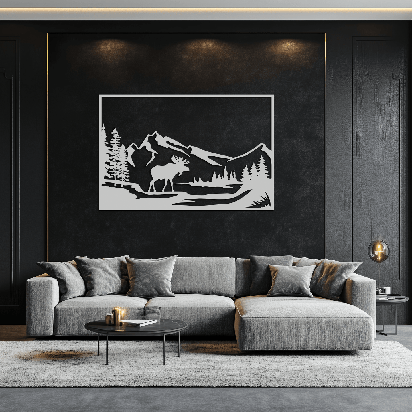 Mountain Moose Metal Wall Art - Steel Wall Decor for Home and Cabin - KAF020