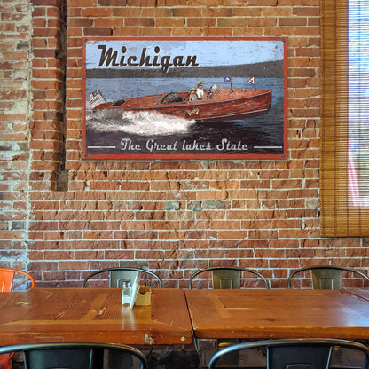 The Great Lakes State Vintage Boating Sign - Wood & Metal Wall Art