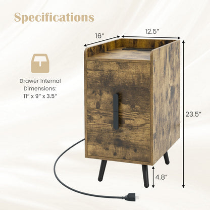 Nightstand Side Tables with 2 Drawers and 2 USB Ports