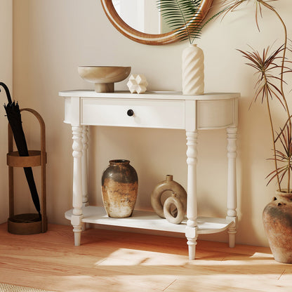 Retro Console Table 36"L Wooden 2-Tier Narrow Behind Couch Foyer Table