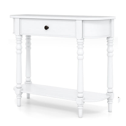 Retro Console Table 36"L Wooden 2-Tier Narrow Behind Couch Foyer Table