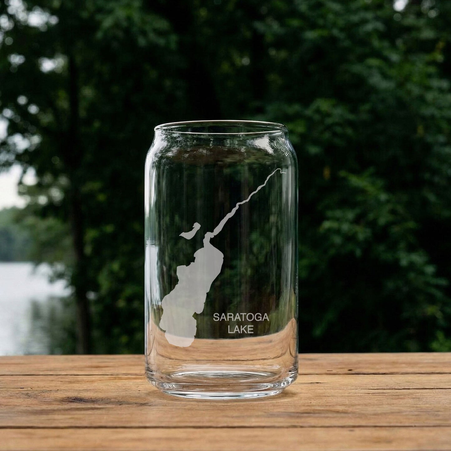 Saratoga Lake (NY) Map Laser Engraved Glasses