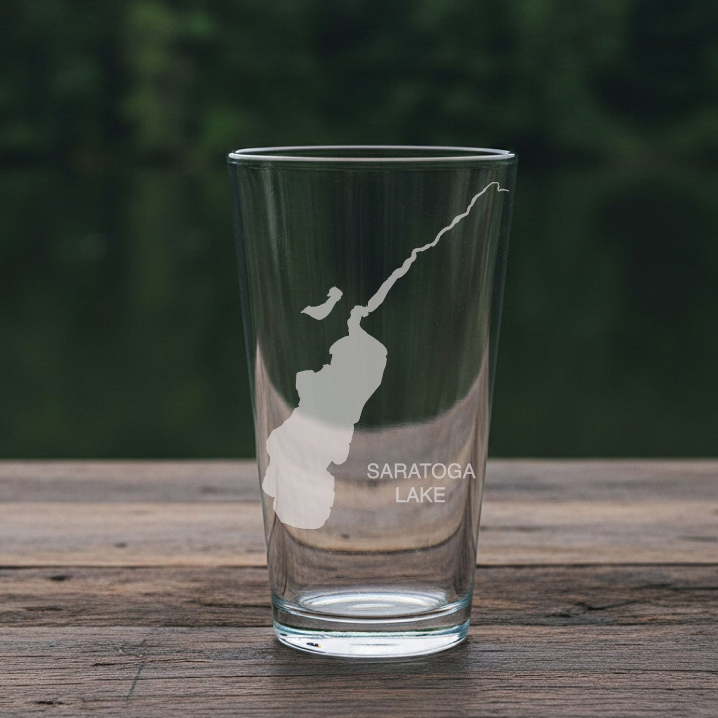 Saratoga Lake (NY) Map Laser Engraved Glasses