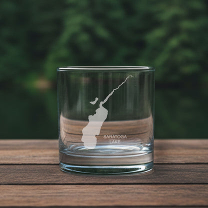 Saratoga Lake (NY) Map Laser Engraved Glasses