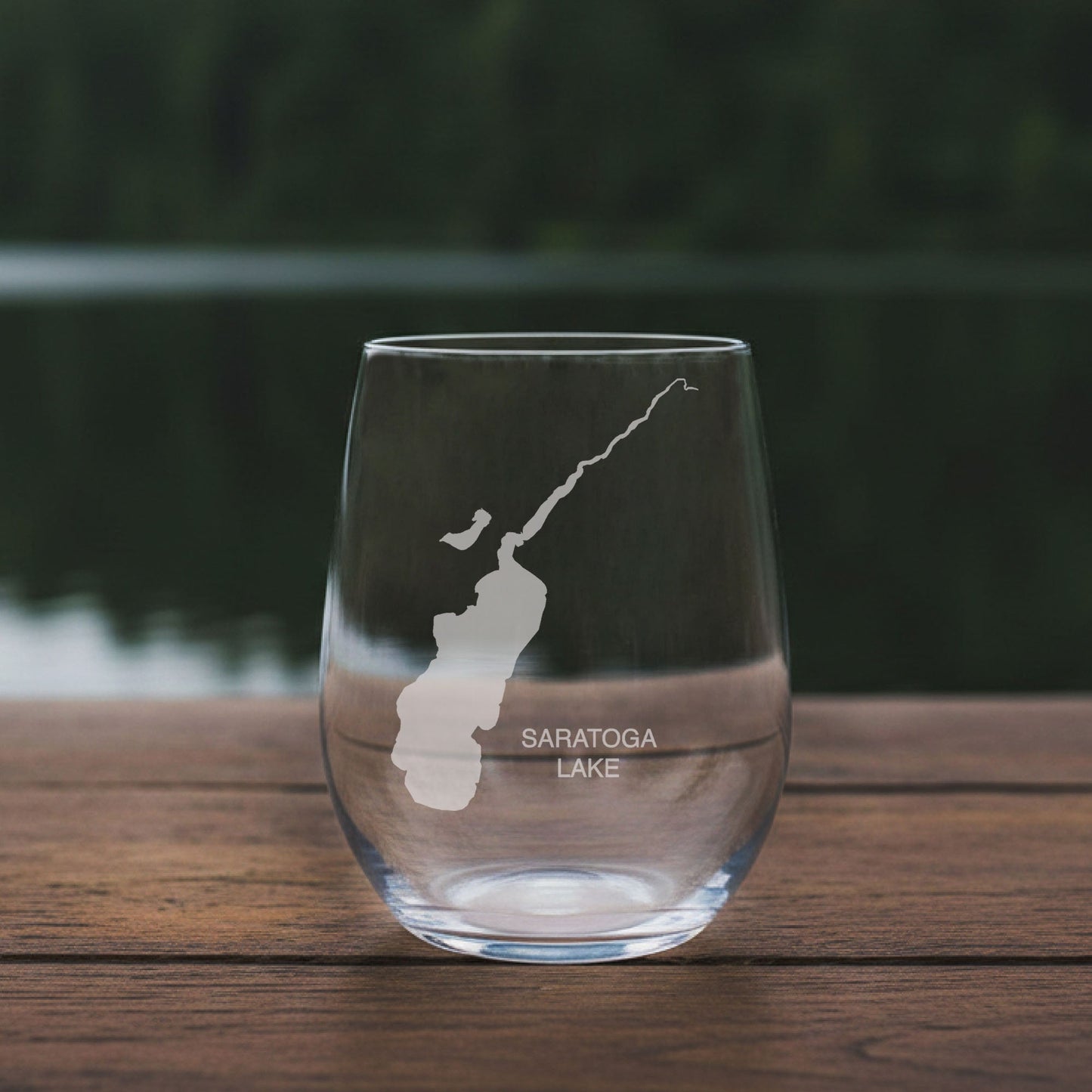 Saratoga Lake (NY) Map Laser Engraved Glasses