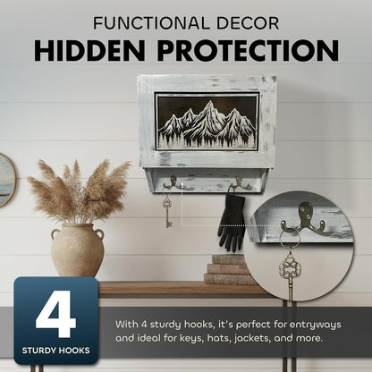 Hidden Gun Safe Coat Rack Snow Mountain Wall Decoration Concealed Shelf Firearm Cabinet