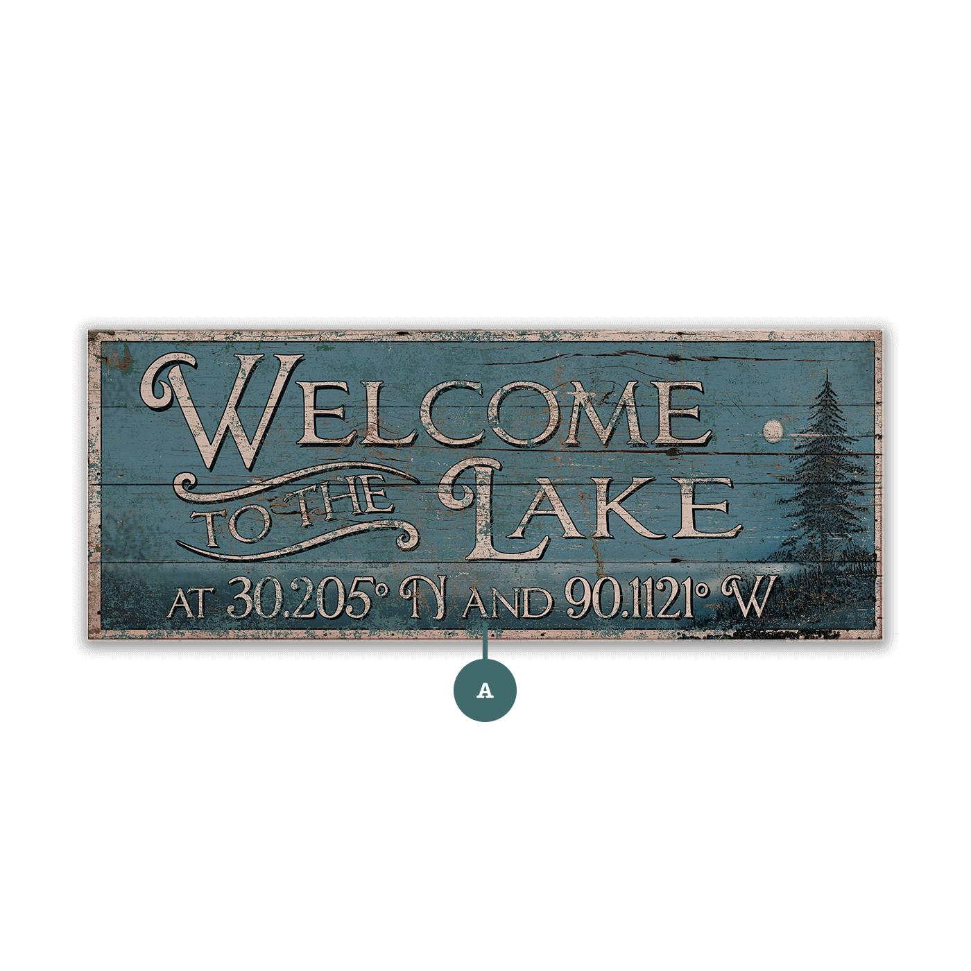 Welcome to Lake Coordinates Sign - Wood & Metal Wall Art