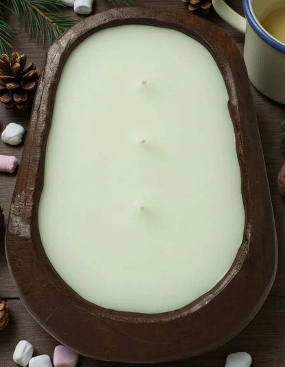 Alpine Stroll Hand-Carved Wood Bowl Soy Candle