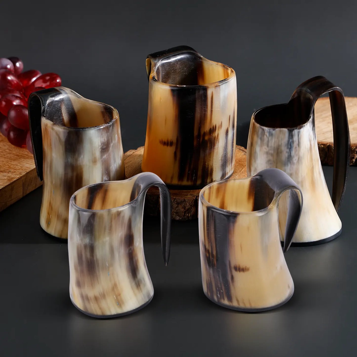 Buffalo Horn Whiskey Shot Glasses Mug Set of 5, Holds 4–5 oz
