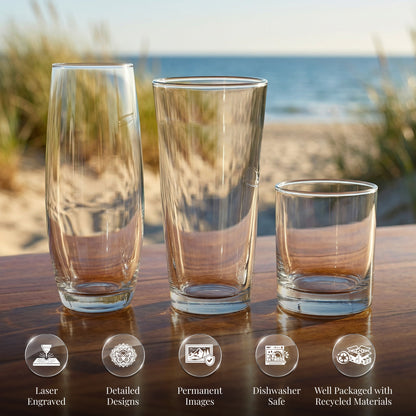 Saratoga Lake (NY) Map Laser Engraved Glasses