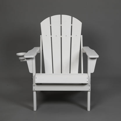 Folding Adirondack Chair with Dual Cup Holder - White