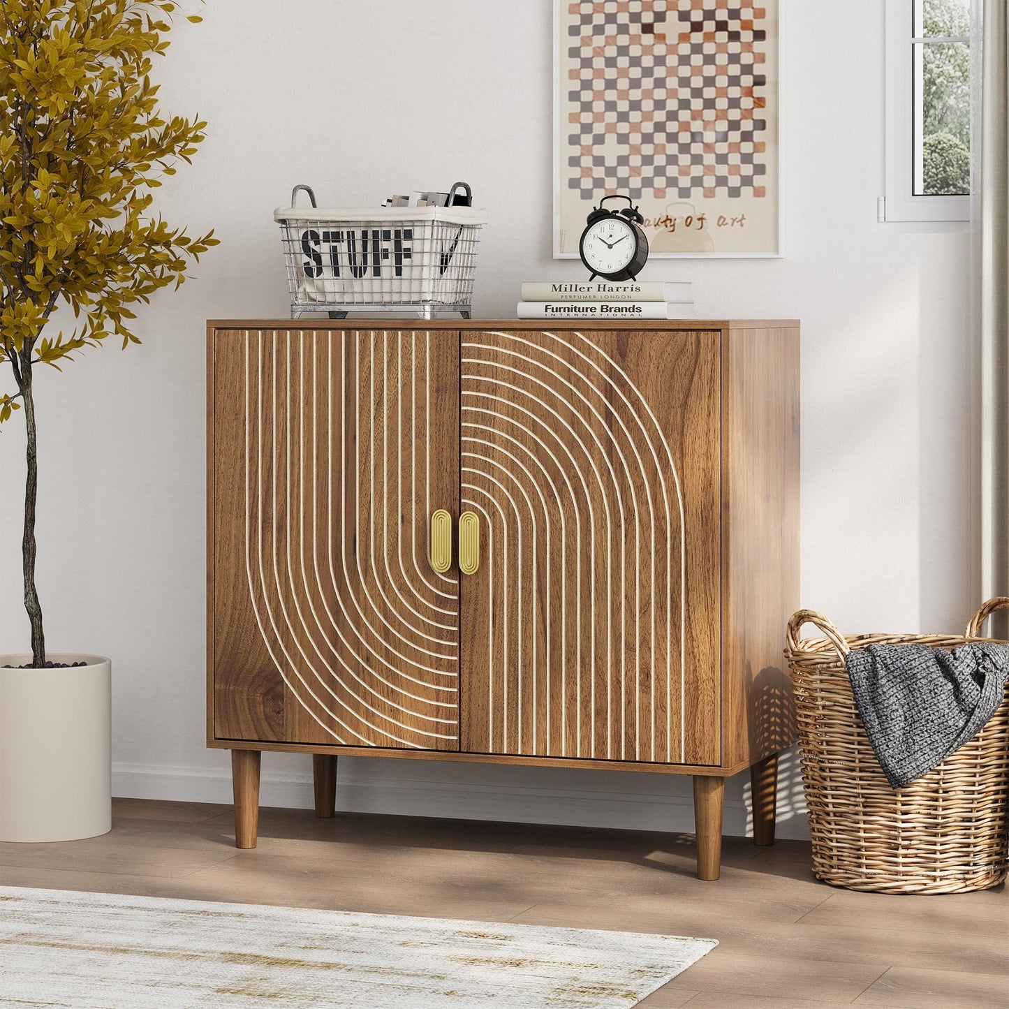 Buffet Cabinet With Line Groove Design