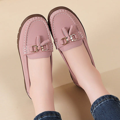 Women's Plus-Size Suede Flat Moccasin Loafers | Slip-On Tassel Shoes