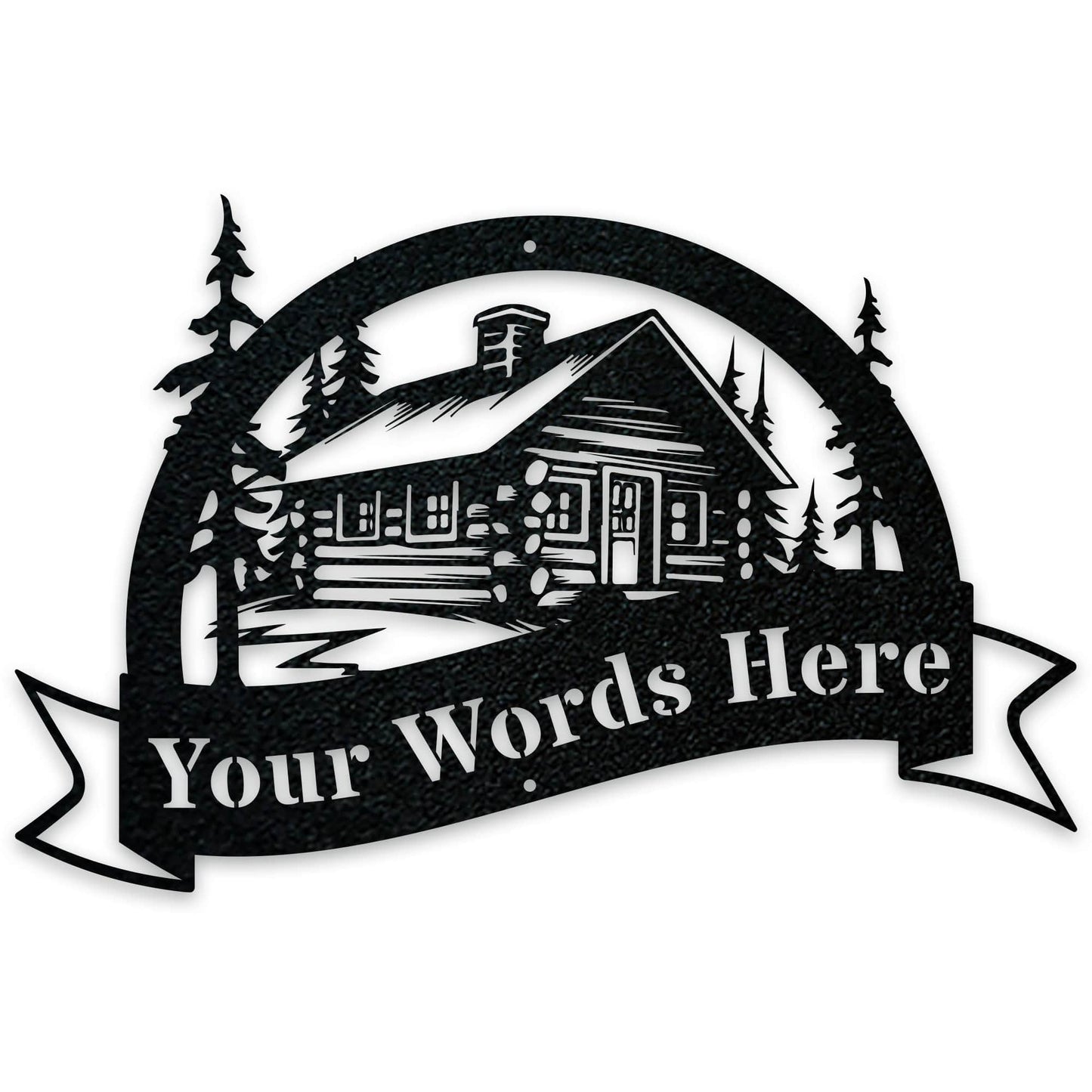 Great Outdoors Halfmoon Banner Cabin Personalized Metal Sign