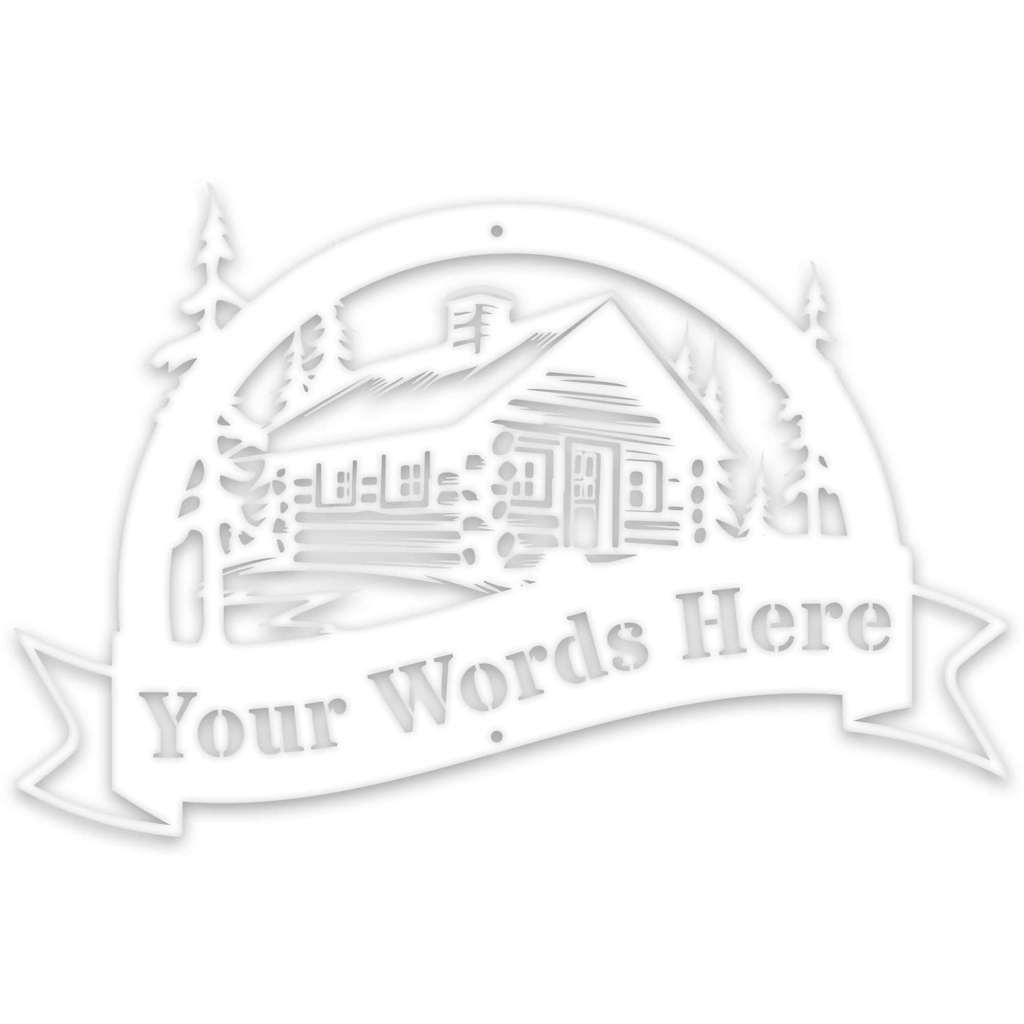 Great Outdoors Halfmoon Banner Cabin Personalized Metal Sign