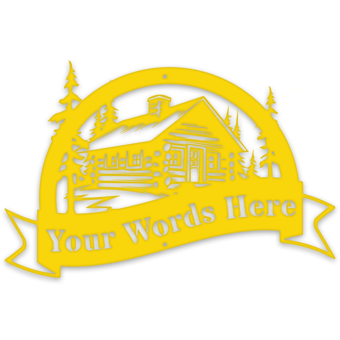 Great Outdoors Halfmoon Banner Cabin Personalized Metal Sign