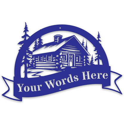 Great Outdoors Halfmoon Banner Cabin Personalized Metal Sign