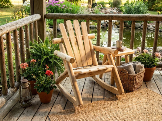 Rustic Outdoor Log Rocking Chair